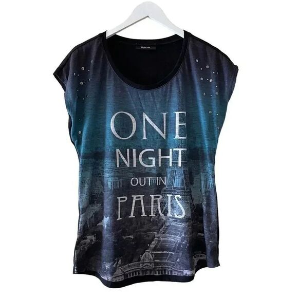 Style & Co Blue Gray Cap Sleeves Tshirt L # 1515 - Picture 1 of 12